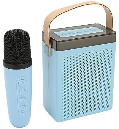 Karaoke Machine Set RechargeableSpeaker, Wireless Microphone for Home Party KTV, 360 Degree Surround Sound, Self Reverb, RGB Lighting (Blue)