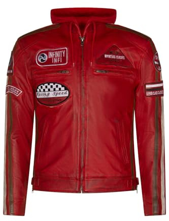 Infinity Leather Herren Motorradjacke aus Echtem Rennen Nappaleder
