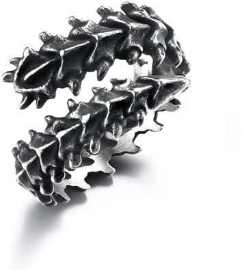 GTHIC Edelstahl Herren Gothic Centipede Ringe Dragon Spine Ring für Frauen Anime Ringe Punk Skull Schmuck, Größe 12