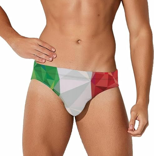 Bandiera dell'Italia Low Poly Slip da Bagno Divertenti per Uomo Costume da Bagno Bikini Vita Bassa Slip da Surf Corti Costumi da Bagno