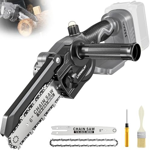 Mini chainsaw fit for DeWalt 20V battery: 6 8inch 2-in-1 cordless electric chain saw - small handheld pruning tool, Battery Powered Mini Chainsaw for Wood Cutting, Tree Trimming (only tool)