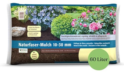 Stauden- & Rosenmulch Naturfaser 60 Liter - Torffreier Premium Mulch für Garten, Hochbeet & Balkon Feuchtigkeitsspeichernd & Schutz vor Austrocknung, die nachhaltige Alternative zu Rindenmulch