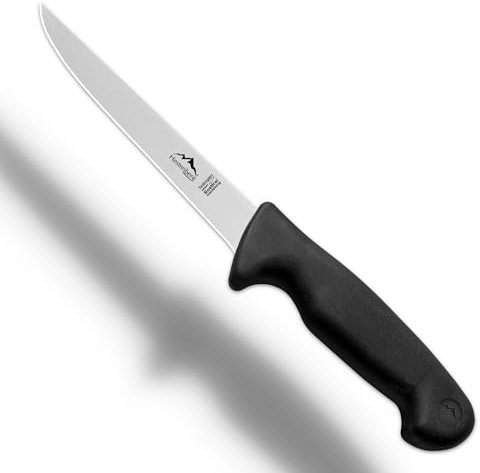 HESTENBERG Solingen Germany - Cuchillo de deshuesar recto y curvado en negro, adecuado como cuchillo de carnicero, cuchillo de carnicero y cuchillo de carne (6 recto)