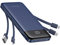 Charmast Power Bank 10000 mAh con cables integrados, cargador portátil USB C 5 V/3 A Powerbank LED Display con 6 salidas y 3 entradas para iPhone, Huawei, Xiaomi (azul)