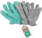 4 Stück Staubhandschuhe Türkis/Grau | 5 Finger Handschuh Microfaser Putzhandschuh | Wiederverwendbar Abstauben Reinigungshandschuhe für Auto, Küche, Bad, Möbel