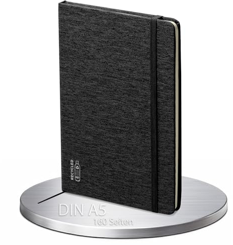 Notizbuch A5, 160 Seiten I liniert I Umschlag schwarz I iulias Basic DIN A 5 Notizbücher für Notizen, Gedanken, Tagebuch, Business