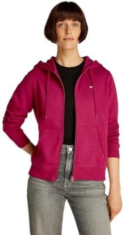 Tommy Jeans Damen Tjw Reg S Flag Zip Thru Dw0Dw19729 Kapuzenpullover mit durchgehendem Reißverschluss, Red (Brilliant Berry), XL
