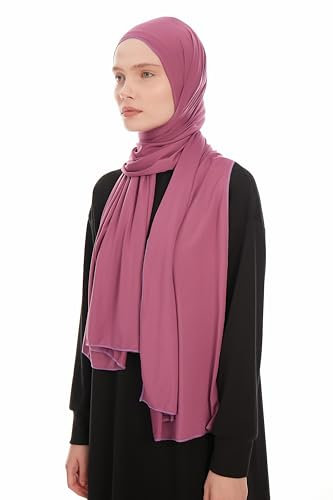 Ayisah Jersey Kopftuch Damen Hijab Muslimisch - Lila Viskose Jersey Hijab Kopftuch Für Damen - Dehnbar Moderne Islamische Hidzab Kopftücher Schal - Hidzab Kopftücher 70x180 cm (Lila)