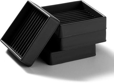 VooGenzek 4 Pièces 5.1cm Patin Carrés Antidérapant en Caoutchouc, Bed Sofa Wheel Anti-Slip Pad, Pied en Caoutchouc Pad, pour Lit Armoire Canapé Chaise Table, Noir
