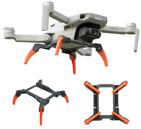 Wtohoby Foldable Landing Gear for DJI Mini 2 SE/Mini 2/Mini 4K/Mavic Mini/SE Drone Light Weight Quick Release Extended Heighten Leg Bottom Sensor Protector Camera Quadcopter Accessories(Orange-Grey)