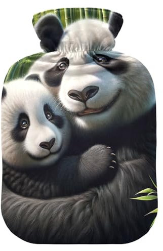 Panda Hugs Hot Water Bottles with Soft Cover Feet Warmer with Soft Cover Warm Water Heat Bottles for Menstrual Cramps Pain Relief, 1 Liters