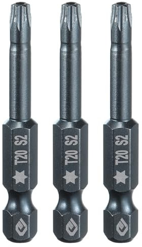sourcing map 3pcs T20 Torx Screwdriver Bit 1/4 Hex Shank 2 Long S2 Steel Magnetic 6 Point Screw Driver Bits Industrial Grade Tamper Proof Star Drill Bits with Hole Torx Head