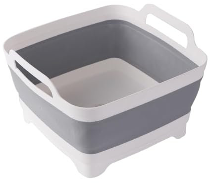 Gst471 - Cubo plegable portátil para exteriores, multiusos, plegable, para cocina, caravana, camping, Gst471 (blanco, 31 x 7 cm)