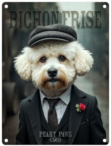 Small (150 x 200mm) Metal Sign - Peaky Paws Club (Bichon Frise)