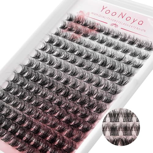 YOONOYA 154 grappes de Faux Cils Individuel 10-16mm Longueur D Curl DIY bande transparente Cils Naturelles Légères Faux Cils DIY à la Maison Extensions de Cils Cluster Lashes(QA-10-16mm-154PCS)