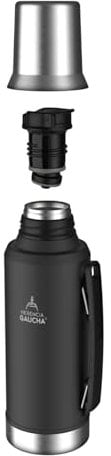 HERENCIA GAUCHA - Termo para mate de 1L con pico cebador, Acero inoxidable, Doble pared, Mantiene temperatura por horas, Termo térmico resistente, Ideal para viajes y actividades al aire libre