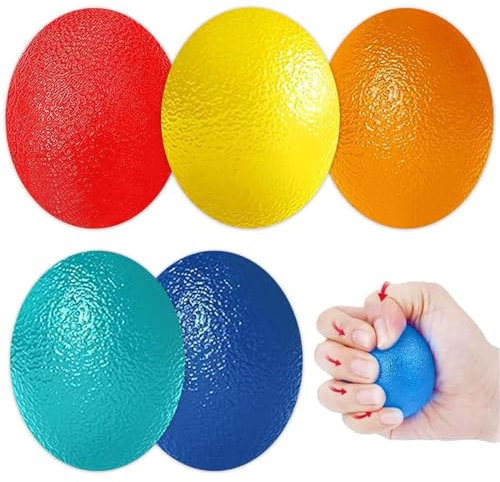 5 Stücke Hand Therapie Bäll, Fingertrainer Handtrainer Training Ball Eiförmige Griffbälle Hand Therapie Übungsbälle Silikon Finger Stärkungsmittel Lindert Stress für Kinder und Erwachsene