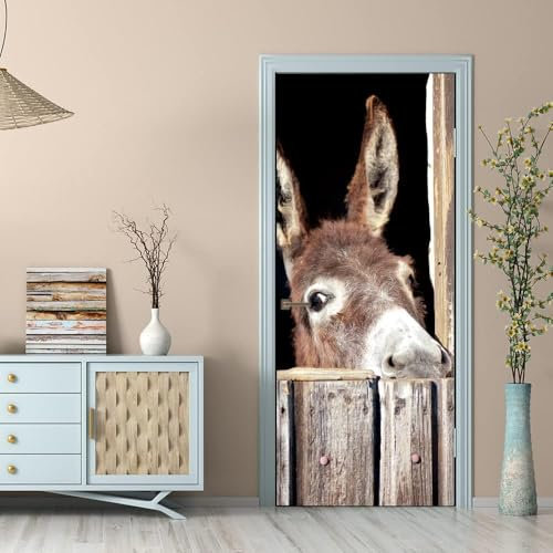 Türbekleben Bauernhof Esel Türtapete, Selbstklebend TürPoster Bauernhof Esel Türbilder, 3D Fototapete Türfolie Poster Tapete Türaufkleber Tür Tapeten 86 x 200 cm q6395