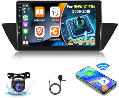 [2G+64G] Car Radio for BMW X1 E84 2009-2015, 10 inch Touch Screen Android Car Play BMW X1 Stereo, Carplay/Android Auto/EQ Audio/SWC/Bluetooth + AHD Backup Camera