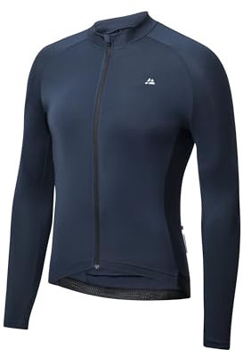 DANISH ENDURANCE Men's Cycling Jersey, Long Sleeve Cold Weather Mountain Bike Jersey for Long Distance Cycling, Navy, XL