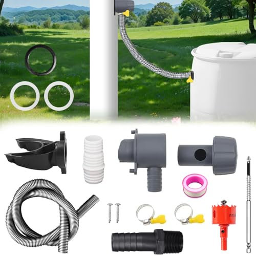 Colector de Agua de Lluvia, colector de Lluvia para bajantes, colector de Lluvia con Accesorios de Montaje, Conector Speedy para barriles de Lluvia, Set de Conexión para Barriles de Agua de Lluvia