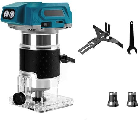 Akku-Kantenfräse für Makita 18V Batterie, 300W Bürstenloser Motor, Oberfräse Trimmer Einhandfräse Kantenfräse Holz Fräse, Multifunktionsfräse,30.000 U/min, Ohne Akku (Ohne Akku)