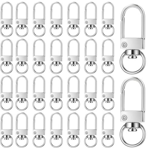Schlüsselringe 30 Stück Silber Karabiner Schlüsselanhänger Selber Machen aus Metall, Schlüsselanhänger Basteln 360° Drehgelenk für Schlüsselkette, DIY, Basteln
