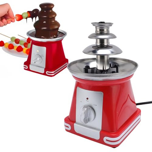 Macchina la Fontana di Cioccolato, 3 Piedi Mini Fontana Cioccolato, Cioccolato Elettrico Immersione Scaldino Macchina Fonduta Fontana per Formaggio Caramella Festa (Spina europea