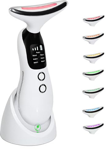 Face Massager, Facial Lifting Device, Anti-Aging Neck Eye with 7 Colors 3 Modes, Skin Care, Anti-Wrinkle Device for Slimming Face【White】