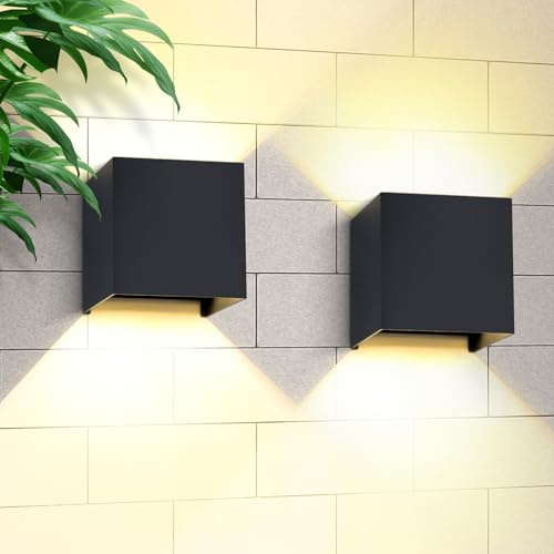 CANMEIJIA Außenwandleuchte Schwarz G9 LED Wandlampe Aluminium 9W 3000K 2PCS | Die innenliegenden Klappen ermöglichen es Ihnen, den Abstrahlwinkel je nach Wunsch von 20 bis 150 Grad einzustellen.