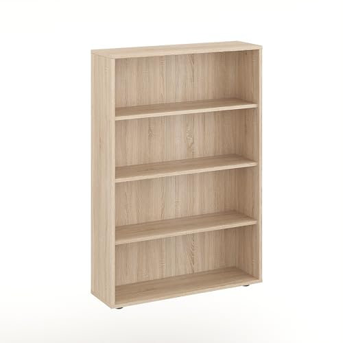KOMTO Regal 80 cm breit Sonoma Eiche - Bücherregal mit 4 Ebenen und Höhenverstellbare Regale, Standregal, Aufbewahrungsregal | Bookshelf Lumo 80 x 120 x 24 cm (BxHxT)