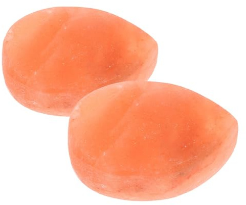 jojofuny 2pcs Natural Mineral Salt Soap Himalayan Salt Stone Polished Gua-sha Stone for Body Massage Foot Scrub Spa Relaxation