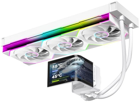 Jungle Leopard Chill Arc 360mm AIO Drehbar 6.67 '' AMOLED Gebogener Bildschirm 3D Anamorphe Wirkung Anpassbar AIO Wasserkühlung 360mm, 320w TDP, für Intel LGA 1851/1700 AMD AM5/AM4 (WH)