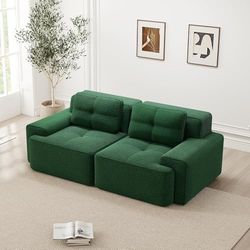 NuvlaGu Boneless Modulares Sofa 2-Sitzer aus Cord, Cloud Couch mit Tiefsitz, Haustierfreundlich, rutschfest, frei kombinierbar, modernes Wohnzimmer Sofa Schlafsofa