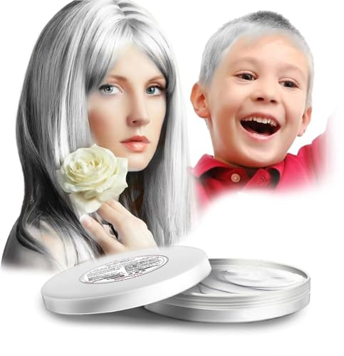 HaiolorPro Blanc Cire Colorante Cheveux Homme et Femme, Gel Spray Colorant Cheveux pour Enfants, Maquillage de Coloration Temporaire Cheveux Fêtes ou Cosplay (Blanc)