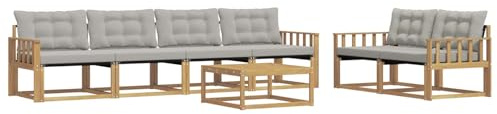 vidaXL Outdoor-Sofagarnitur 7 pcs Weiß und Hellgrau 79 x 79 x 37 cm, Garten, modernes Outdoor-Sofa, Terrassen-Lounge-Set, Bequeme Sitzmöbel für gemütliche Abende