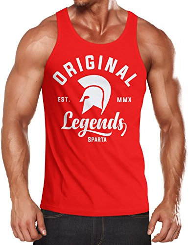 Neverless Gladiator Sparta Fighter Original Legends Streetwear Herren Tanktop Slim Fit Rot XL