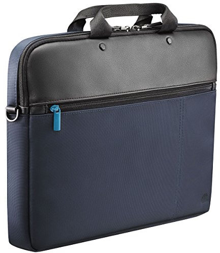 MOBILIS Sacoche Compacte pour Ordinateur Portable 11-14, Sac à Bandoulière PC/Tablette, Matière Déperlante, Bleu Marine