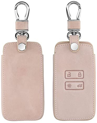 kwmobile Key Cover Compatible with Renault 4 Button Car Key Smart Key (only Keyless Go) - Faux Leather Car Key Fob Protector - Rose Gold