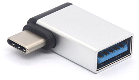 USB Typ C Adapter 90 Grad USB-C auf USB 3.0 Adapter USB C Konverter Anschluss für Macbook Pro 2017, Dell XPS 15, Samsung S9 S8 Hinweis 8, Google Pixel, HuaWei P10 Mate 10, OnePlus (Silber)