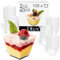 DLux Dessert Cups, 60 ml 100 Pcs - Clear Plastic Parfait Appetizer Cups, Square Short Reusable Shot Glass Bowl for Party Desserts Appetizers - with Recipe Ebook