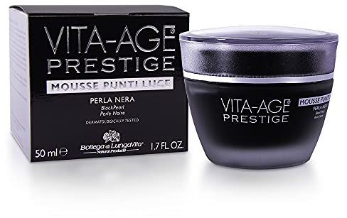 Bottega di LungaVita MOUSSE PUNTI LUCE PERLA NERA - Preziosa crema viso dall'inedita texture di Mousse nera ad effetto velluto, impreziosita con micro particelle Royal che illuminano il viso