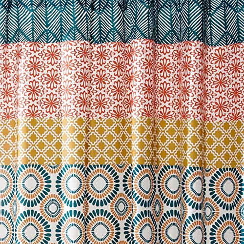 Lush Decor Paire de Rideaux de fenêtre à Rayures bohèmes, 213,4 x 132,1 cm, Turquoise et Orange