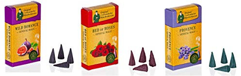 Crottendorfer Sensual Magic Räucherkerzen - Größe: M - 60 Stück - Duft: Provence + Bed of Roses + Wild Romance - Made in Germany