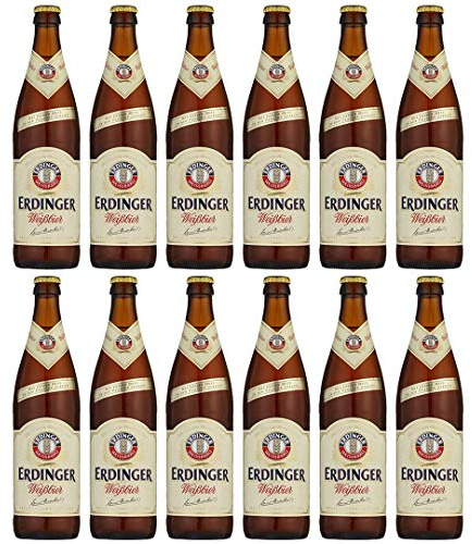 Erdinger Weissbier German Wheat Beer 500ml Bottles Case of 12 Bavarian Weissbier 5.3% ABV Traditional Hefeweizen Craft Beer Alcohol Gift Set for Men Birthday Father’s Day