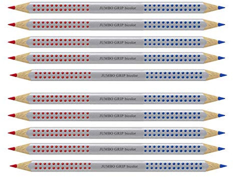Faber-Castell Jumbo Grip Silbentrennstift Bicolor rot und blau (Rot/Blau, 10 Jumbo Grip Silbentrennstift Bicolor)