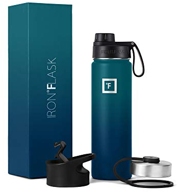 Metal Water Bottle with Spout Lid - 650ml 3 Lids - Stainless Steel Double-Walled Insulated Vacuum Leakproof - Sports Gym Camping Hiking Hydration School Kids