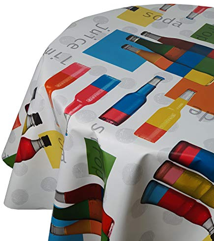 Wachstuch Wachstischdecke Tischdecke Größe und Muster wählbar Soda Lemonade Juice Weiß Rund 100 cm abwaschbar Gartentischdecke