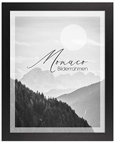 BIRAPA Monaco Bilderrahmen Holz 70x70 cm Schwarz Gemasert - Wechselrahmen Bilderrahmen Plexiglas - für Fotos, Bilder & Poster