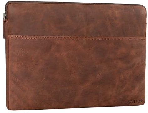 STILORD 'Murphy' Laptoptasche 15.6 Zoll Leder Vintage Sleeve ideal als MacBooktasche 16 Zoll Laptop Hülle 15 Zoll Notebook Tasche Schutzhülle Dokumentenmappe, Farbe:Veleta - braun